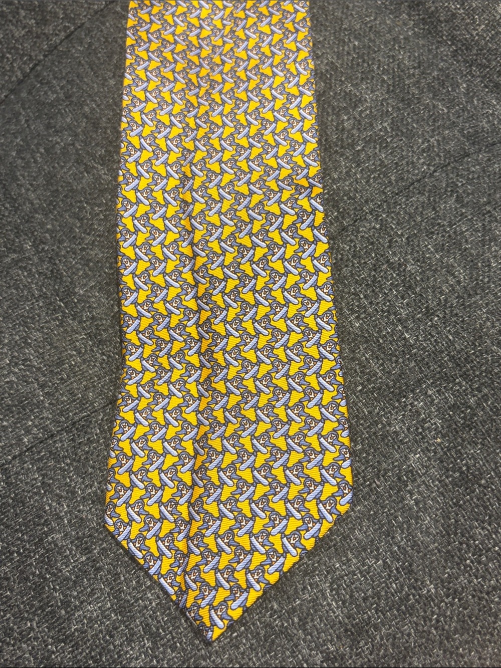 Yellow Patterned Men’s Silk Tie